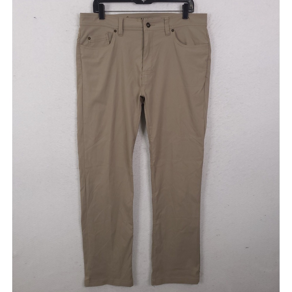 Prana Brion Slim Fit Pants Men 36x34 Fits 36x32 Tan Khaki Zion Stretch M4BN34312
